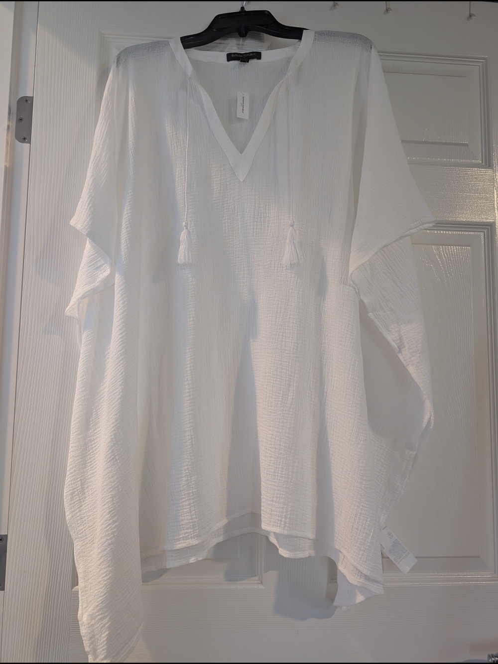Women's White Lightweight Swim Cover up with Tassel Detail